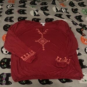 Old Navy Red Long Sleeve Top with Embroidery woman’s Large